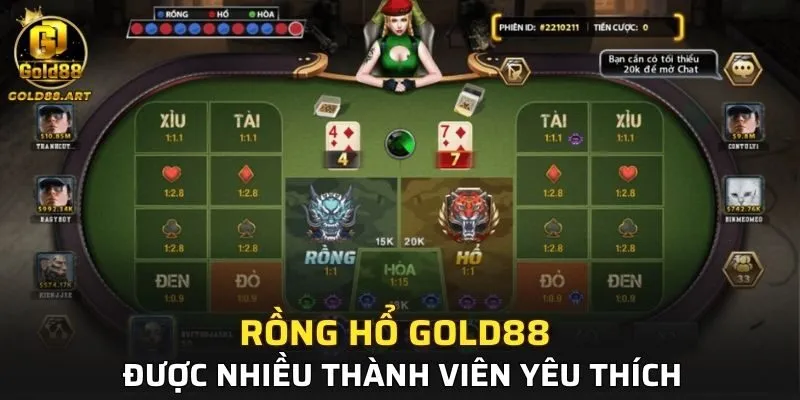 Rồng hổ GOLD88 được nhiều thành viên yêu thích nhất hiện nay